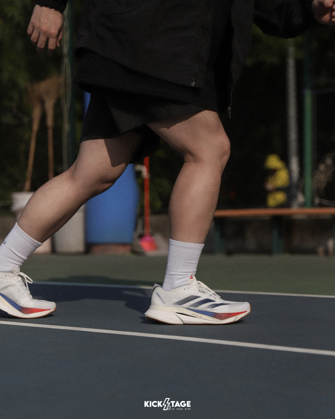 男鞋 ADIDAS ADIZERO BOSTON 12 白藍紅 透氣 輕量 運動 慢跑鞋【JI4476】