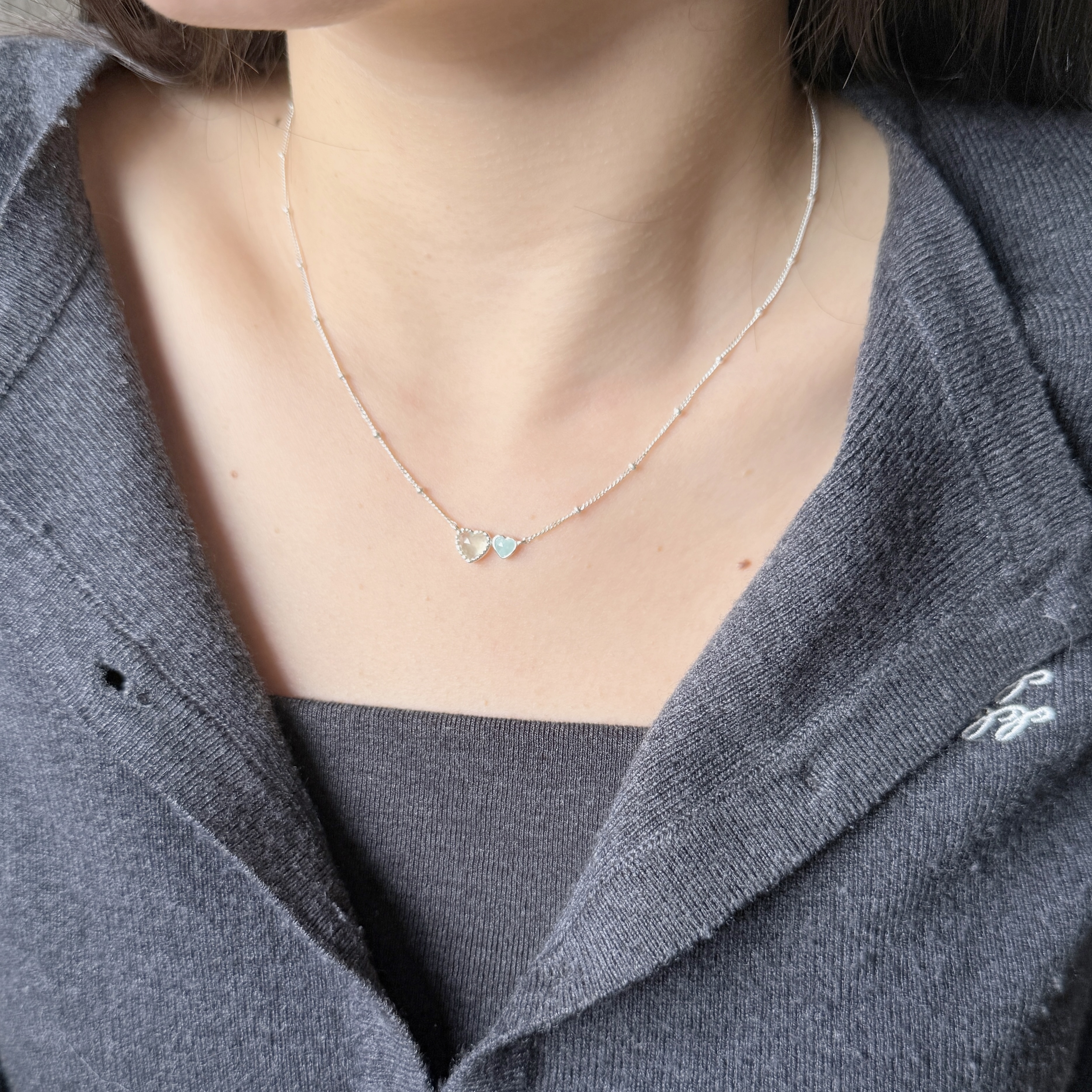 Double heart葡萄天河石項鍊