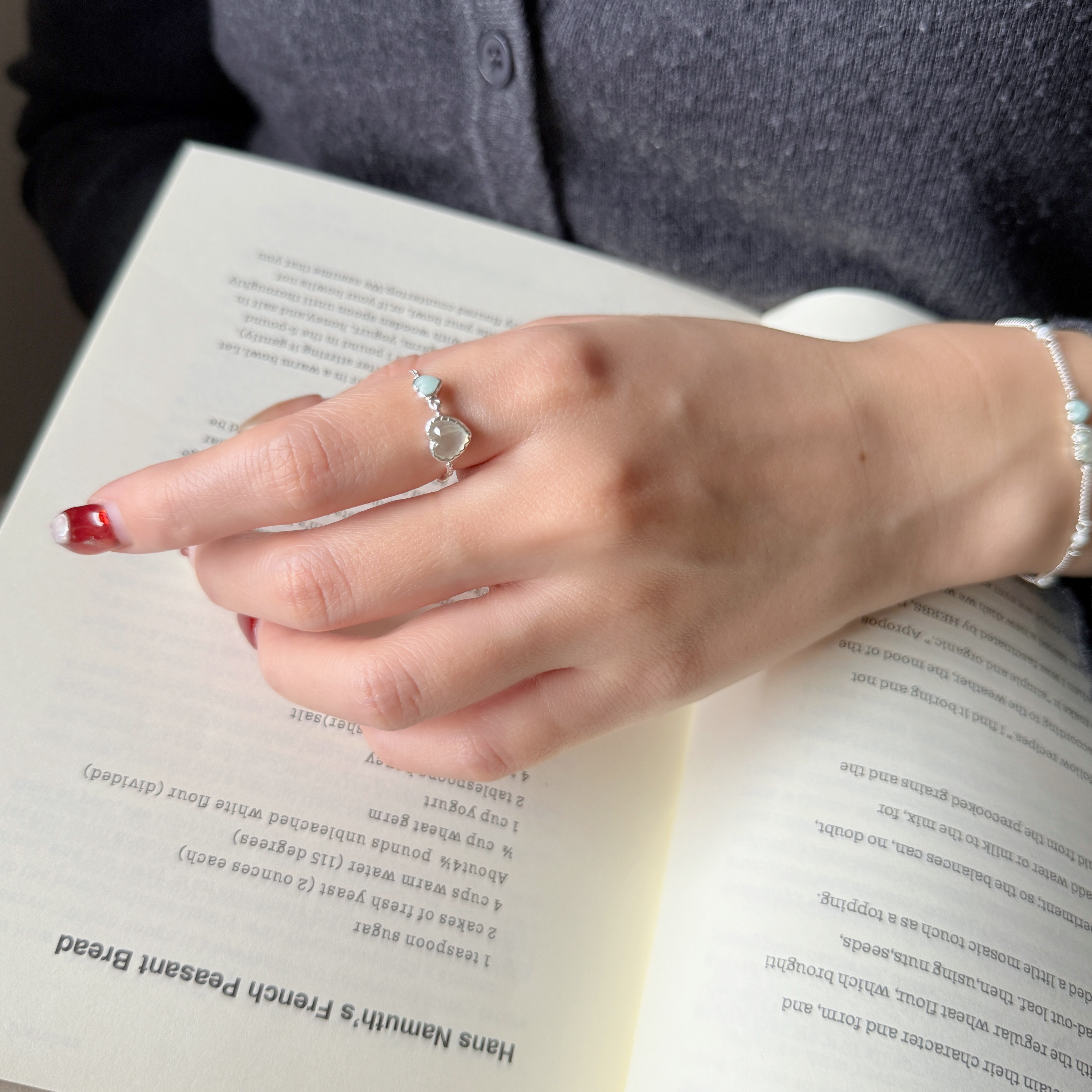 Double heart葡萄天河石鍊戒