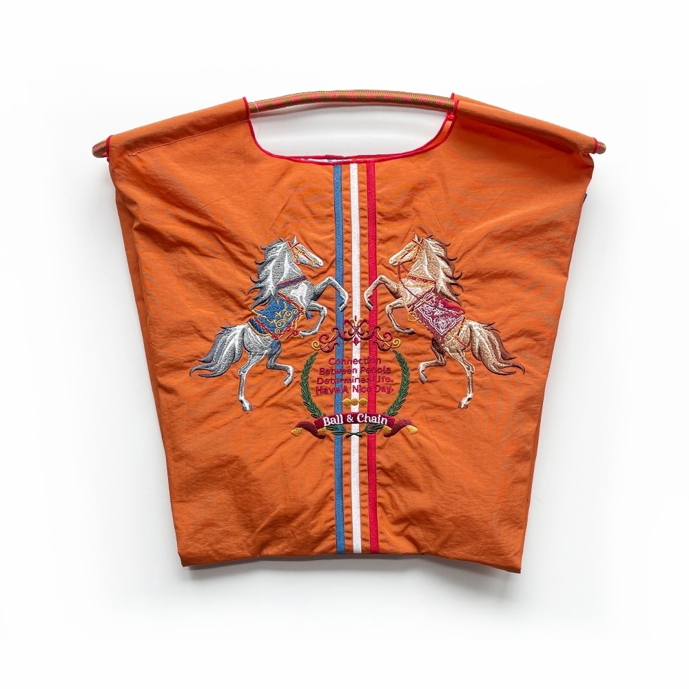 Ball＆Chain 刺繡環保購物袋 M號 - 橘 (30102407)