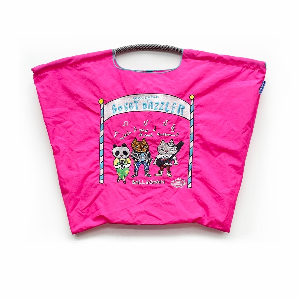 Ball＆Chain 刺繡環保購物袋 L號 - 桃紅 (32210109)