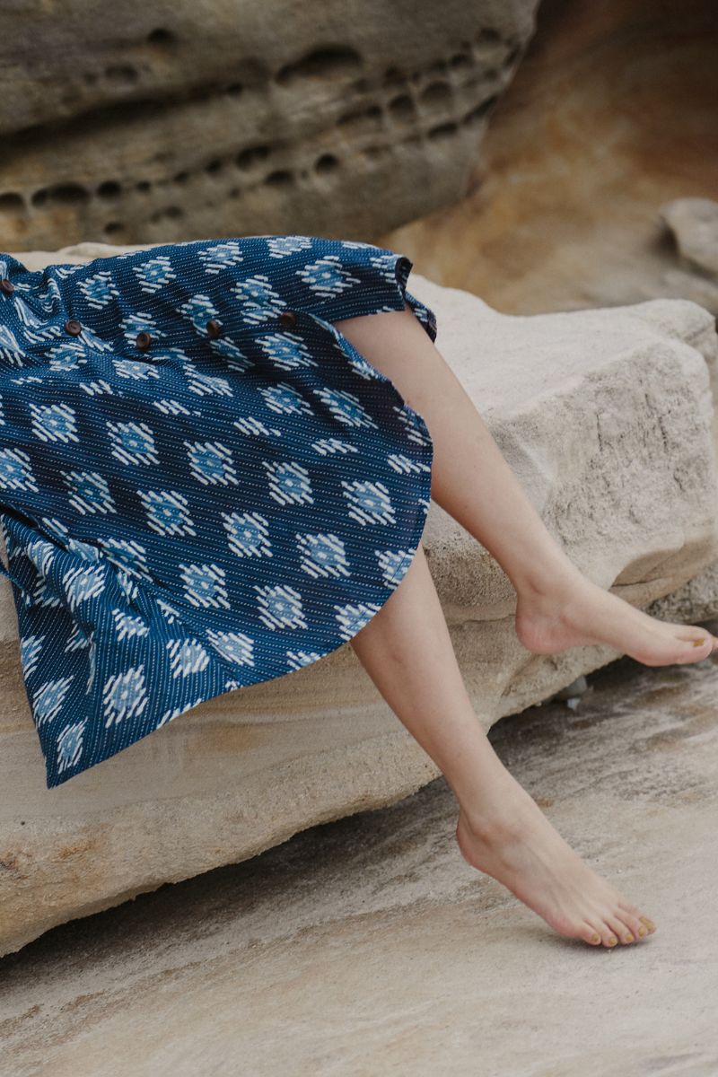 印度蓋染工藝親膚純棉 洋裝 - 浪花