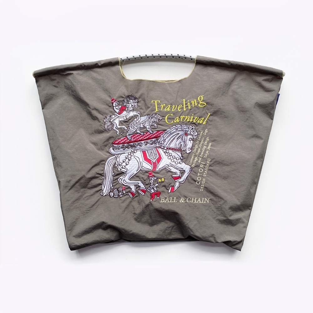 Ball＆Chain 刺繡環保購物袋 L號 - 灰 (32110561)
