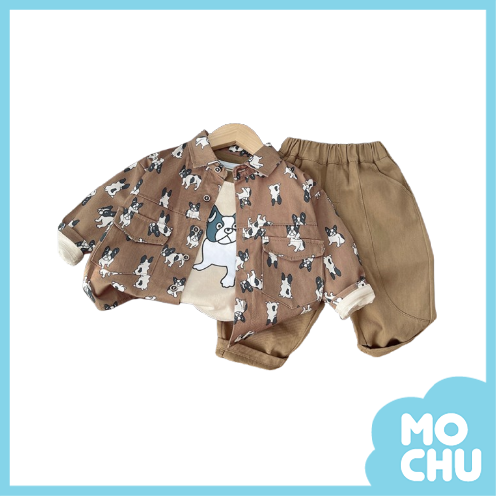 滿印小狗三件組套裝(二色)