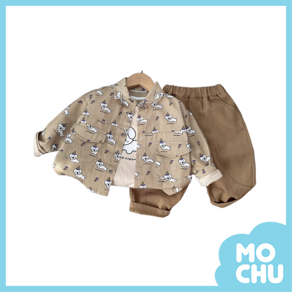 滿印小狗三件組套裝(二色)