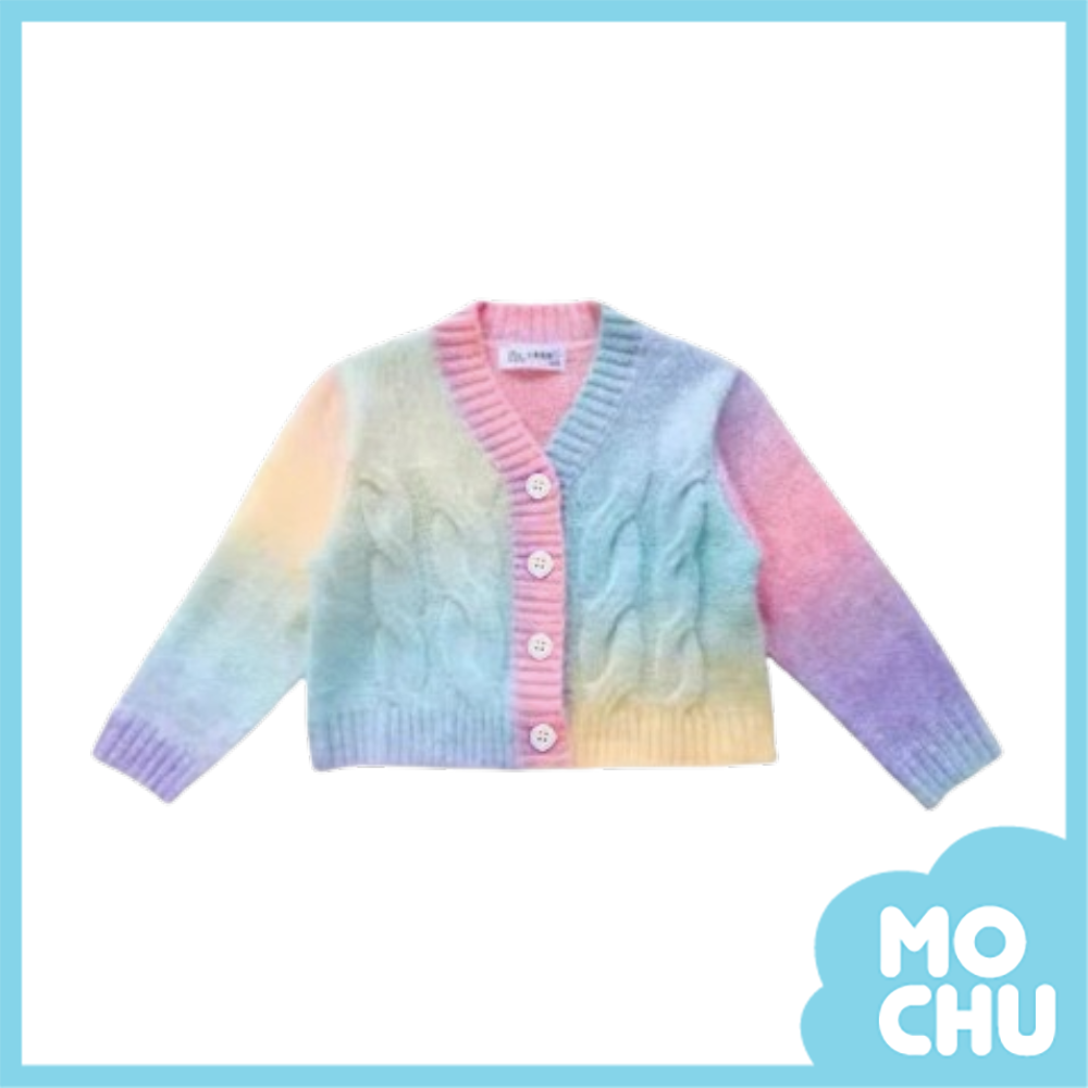 漸層彩虹毛線開襟衫