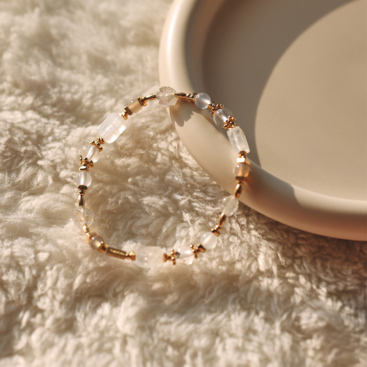 否定的自信：藍月光｜閃靈膠花共生｜藍玉髓｜拉長石｜灰瑪瑙