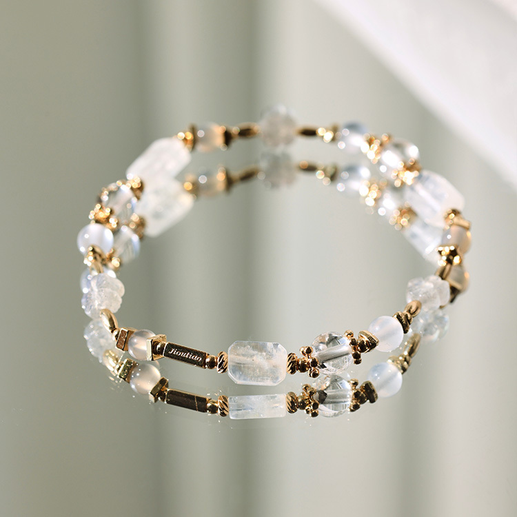 否定的自信：藍月光｜閃靈膠花共生｜藍玉髓｜拉長石｜灰瑪瑙