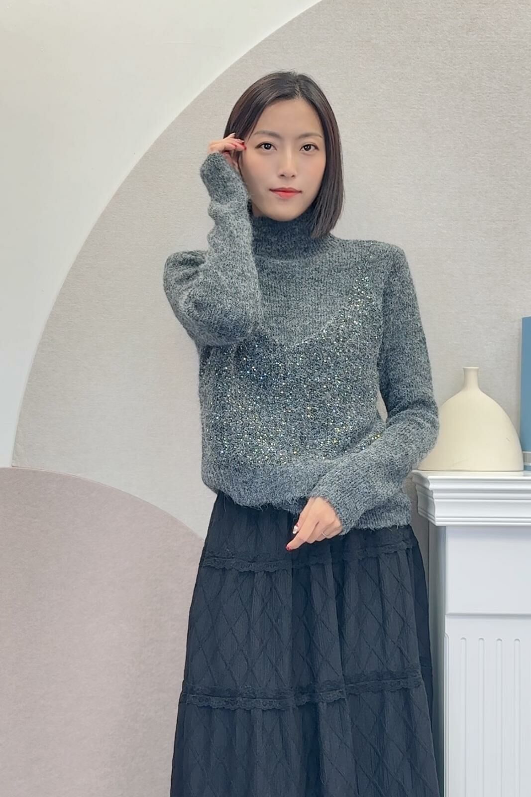 TOP#6813🤍單面連接假兩層流星針織