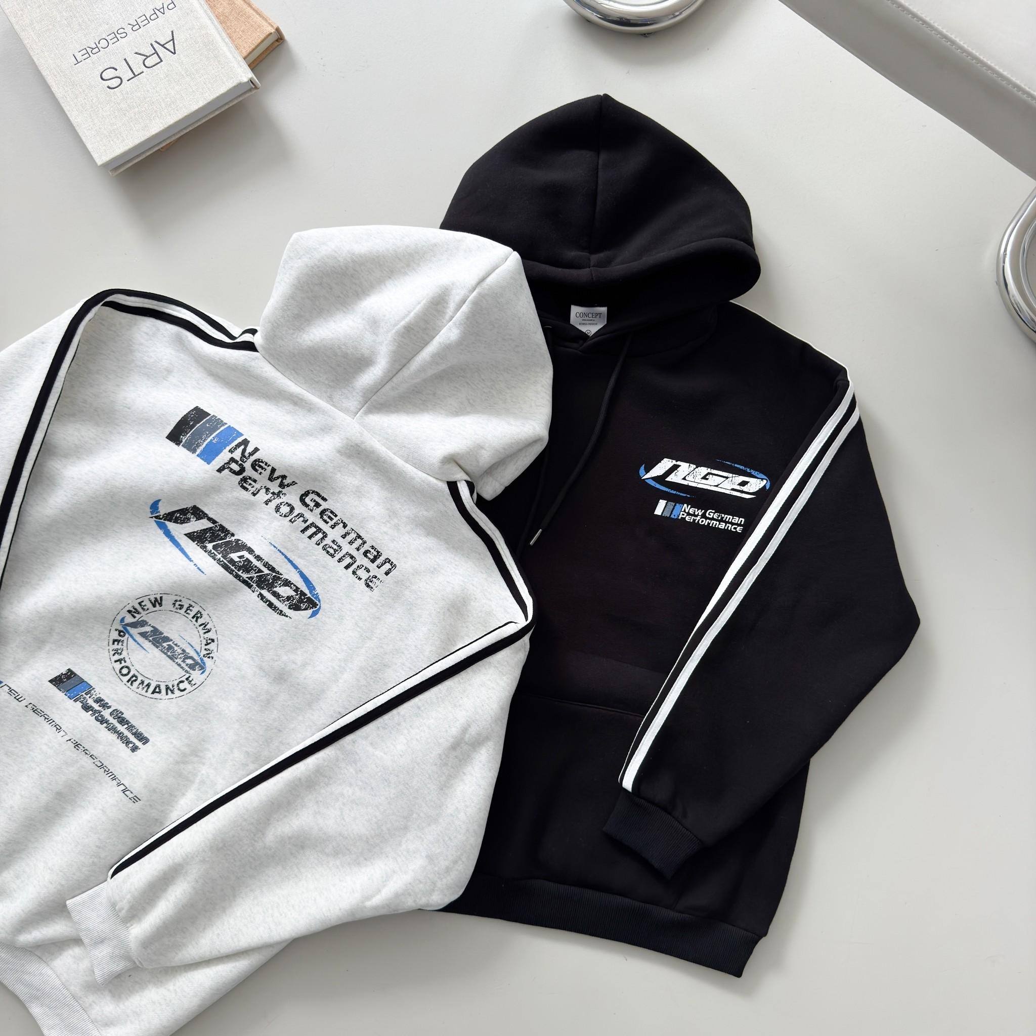 ngp 斑駁感字體雙線帽T 80808