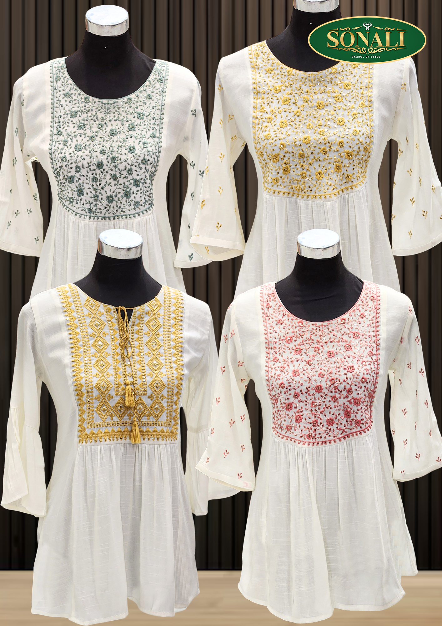 Sonali Premier Quality Women's Rayon Embroidered Stylish White Tops (Style and Color Refer Image)