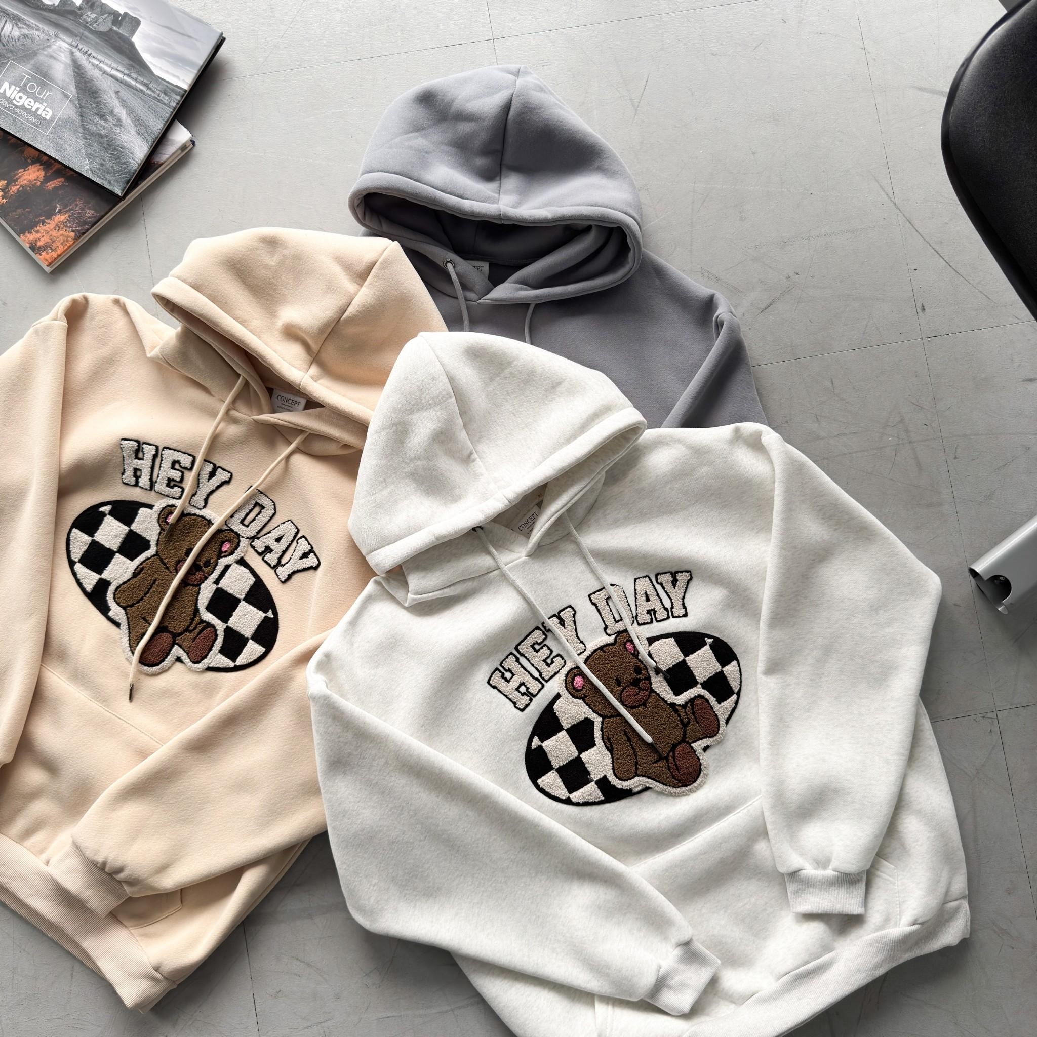 Hey day 小熊毛巾刺繡帽T 80810