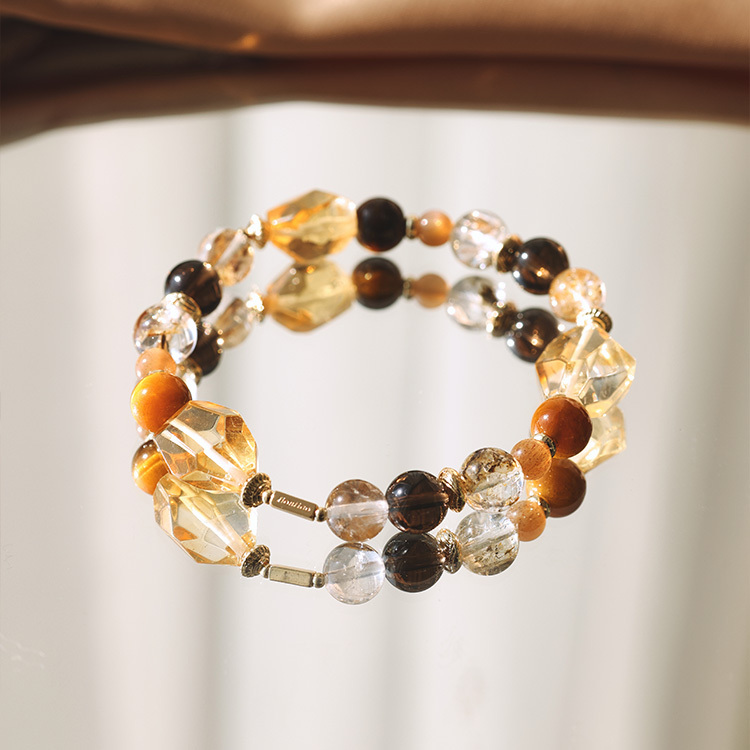 理解與前進｜男款：黃水晶｜黃閃靈｜小樹膠花｜金骨幹｜茶晶｜黃虎眼