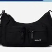 [S] WHO.A.U NYLON POCKET HOBO BAG, BLACK, WHBGD4981A-19-BLACK [FINAL SALE] (SWAU478)