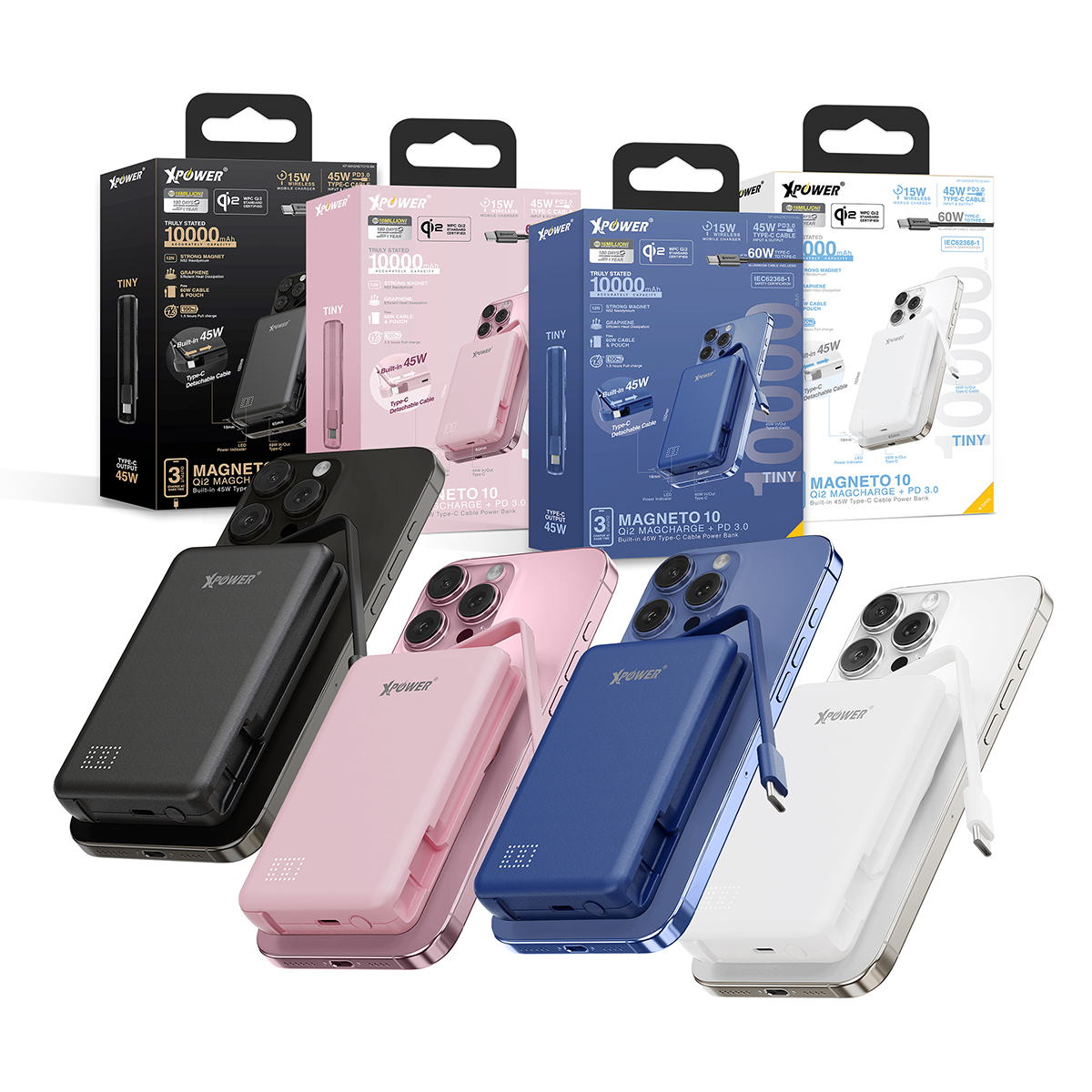 XPower MAGNETO 10  Qi2數顯 10000mAh  45W PD3.0 磁吸無線移動電源(特價產品3個月保養)