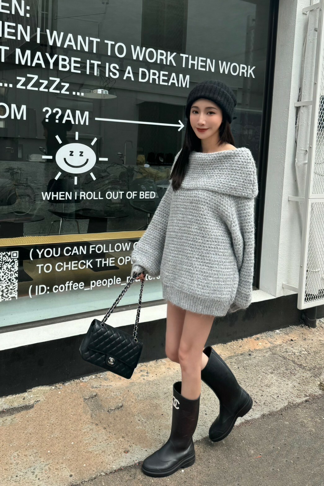 （現貨）#M05 超美一字領毛料上衣(黑/米白/淺灰/紅)