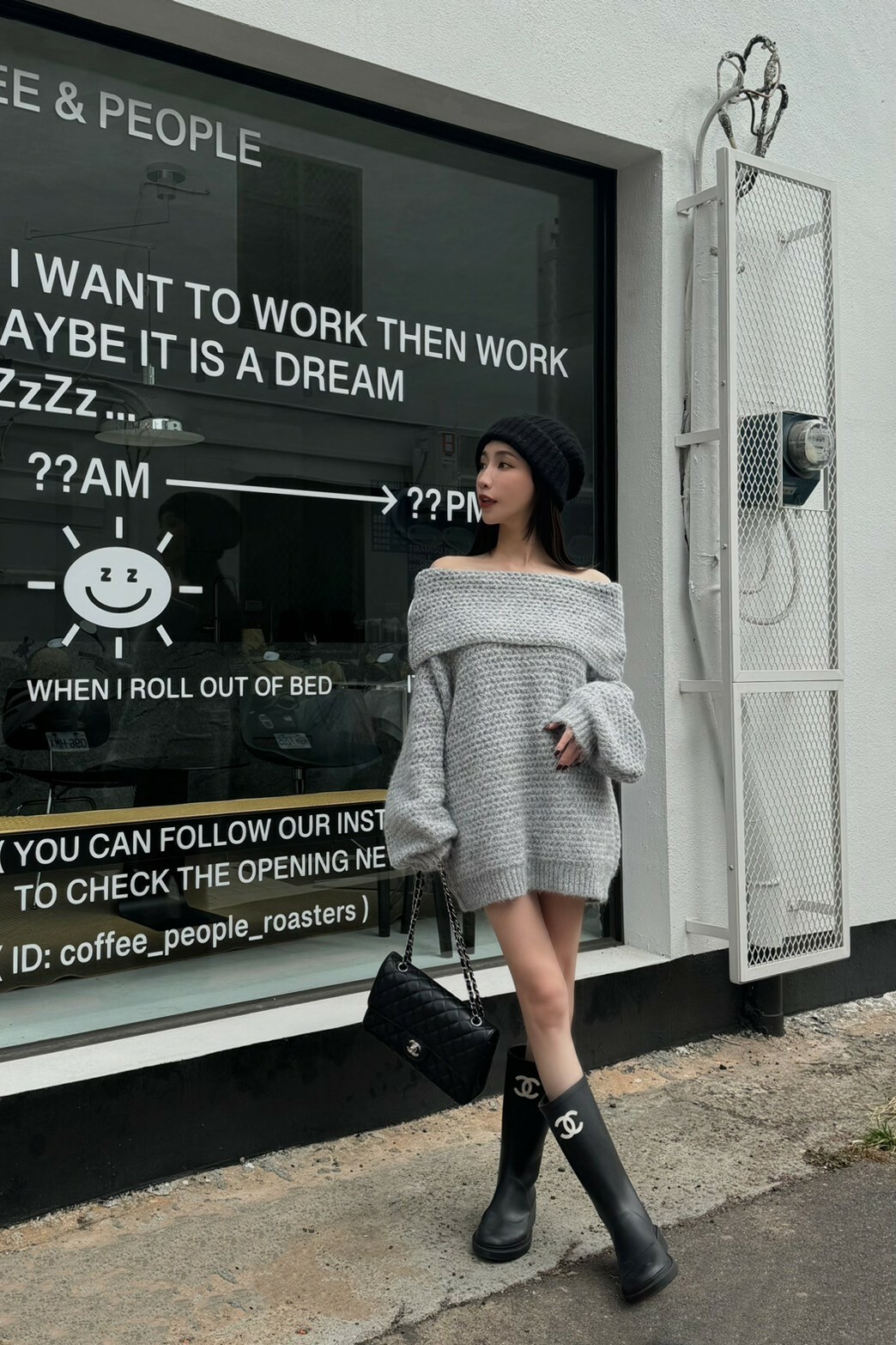 （現貨）#M05 超美一字領毛料上衣(黑/米白/淺灰/紅)