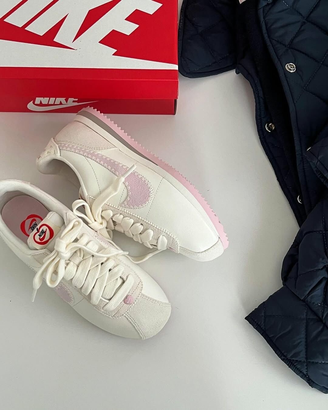 Nike CORTEZ VALENTINE'S Day 情人節限定 阿甘鞋 奶油粉 編織 愛心蘋果 HV6012-161