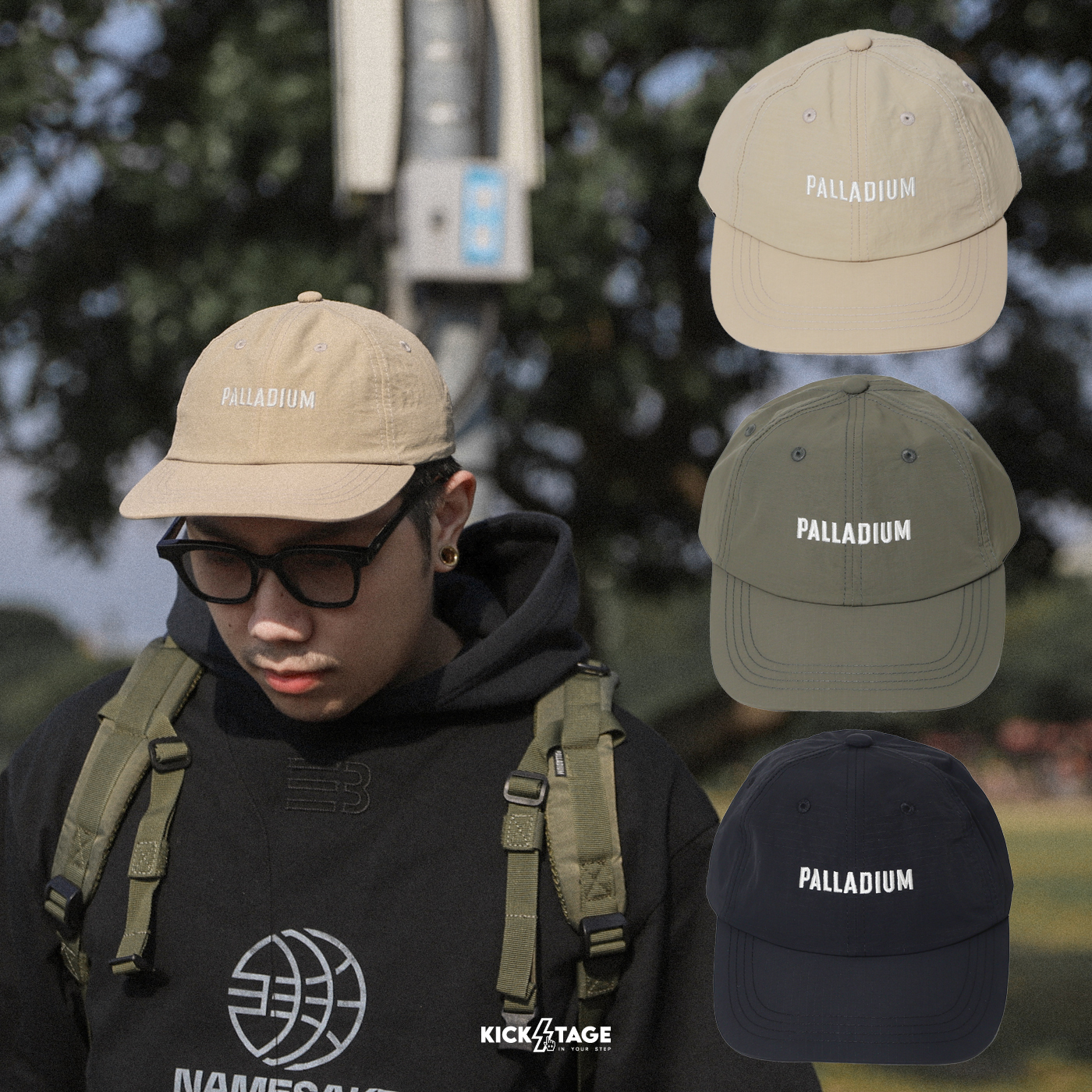 PALLADIUM SIGNATURE WR CAP 黑色 沙色 軍綠色 防撕裂布料 尼龍 防水 鴨舌帽 老帽【C3457】