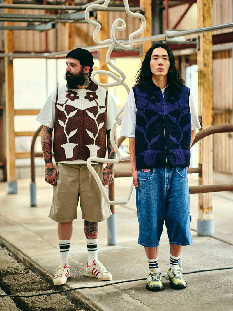 Hai'an Road Flower_ Collar Zip Vest Brown