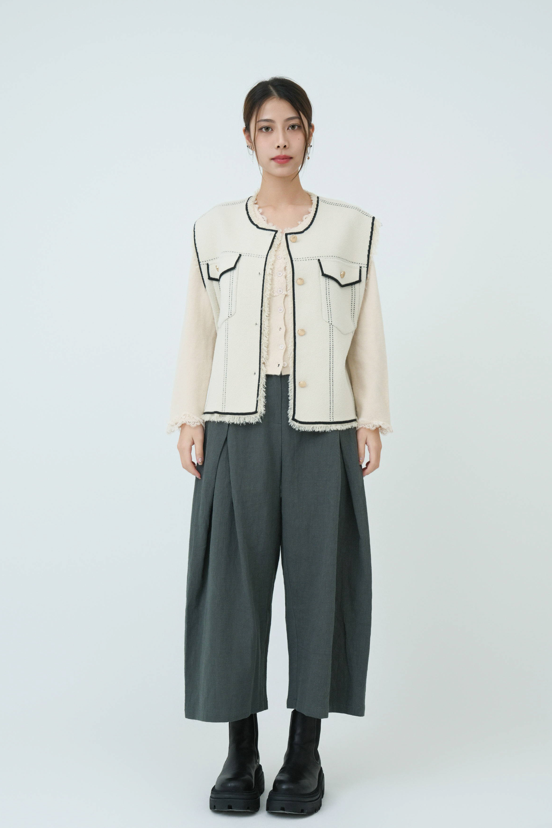 左右冚褶棉麻闊褲 (現貨款式）