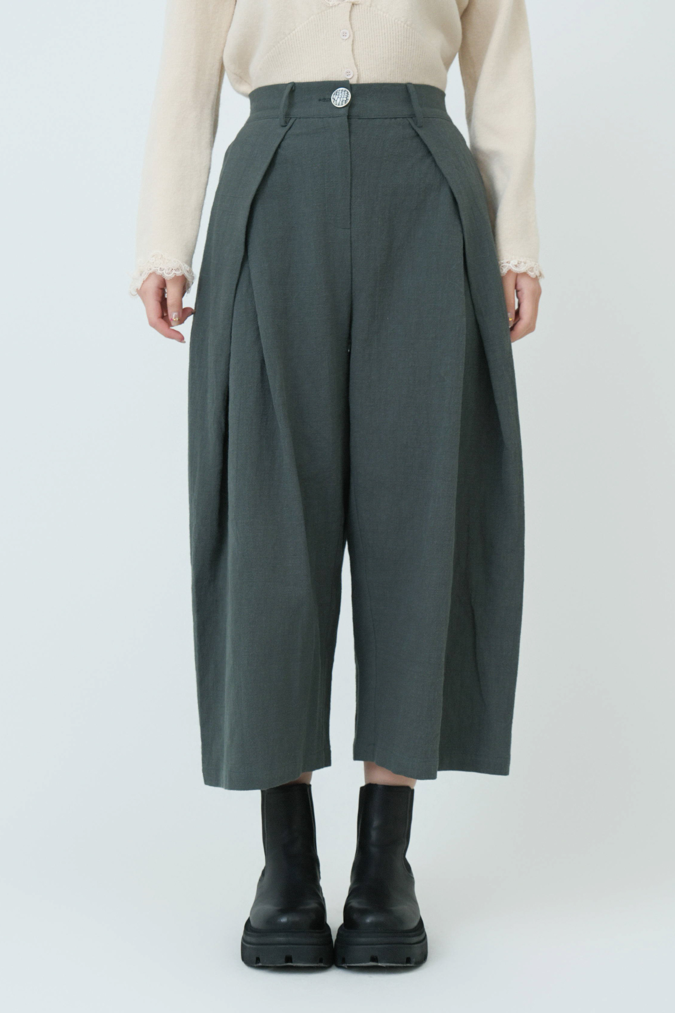 左右冚褶棉麻闊褲 (現貨款式）