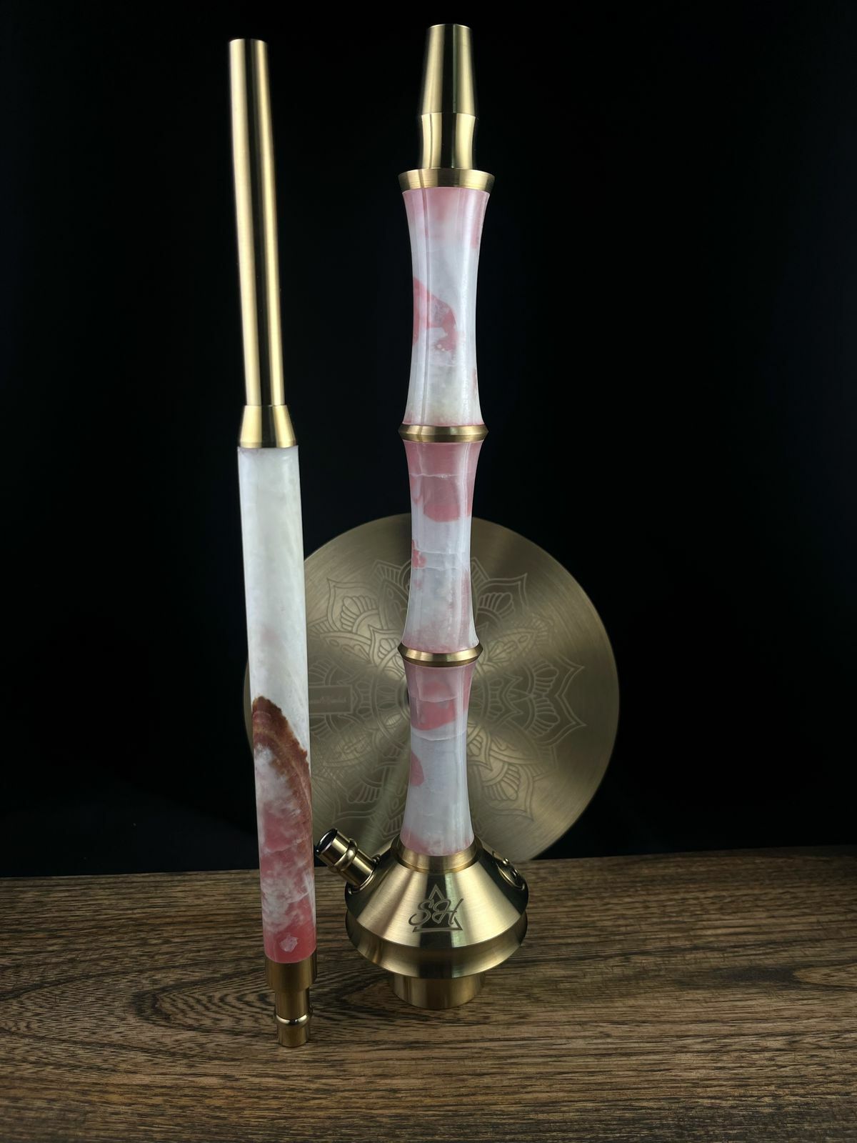 Special Hookah Triple - Pink Onyx - Gold