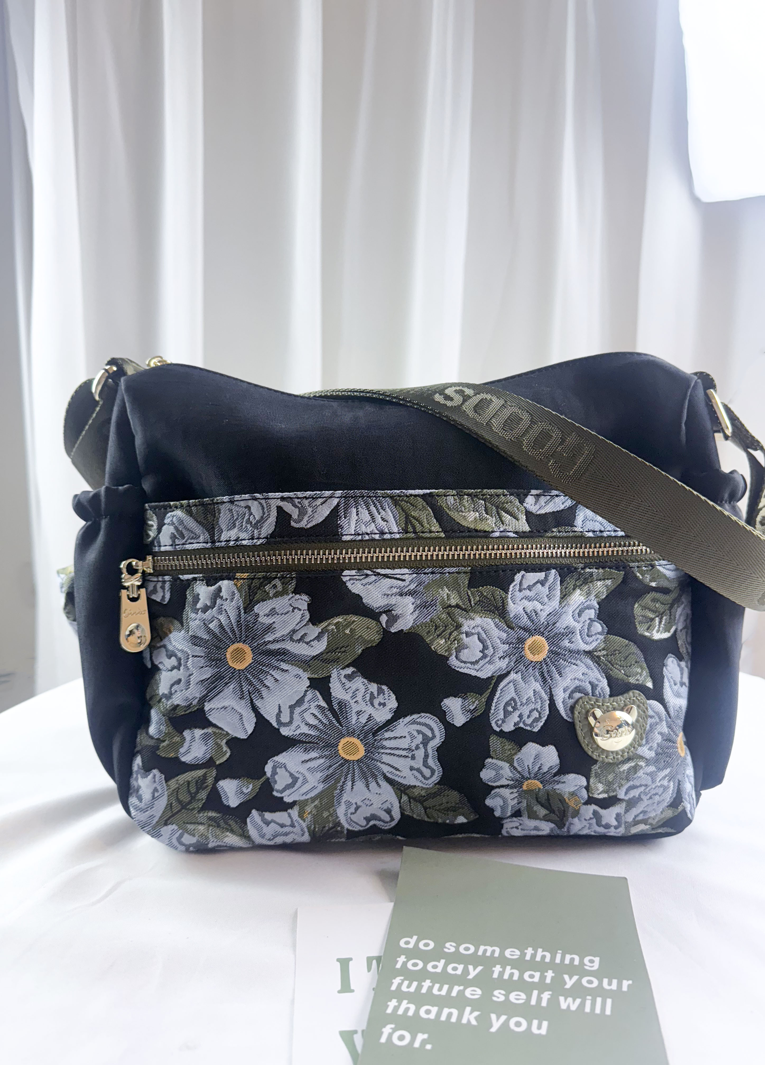 GOODS 提花綠防潑水側背包 附零錢包  #2860