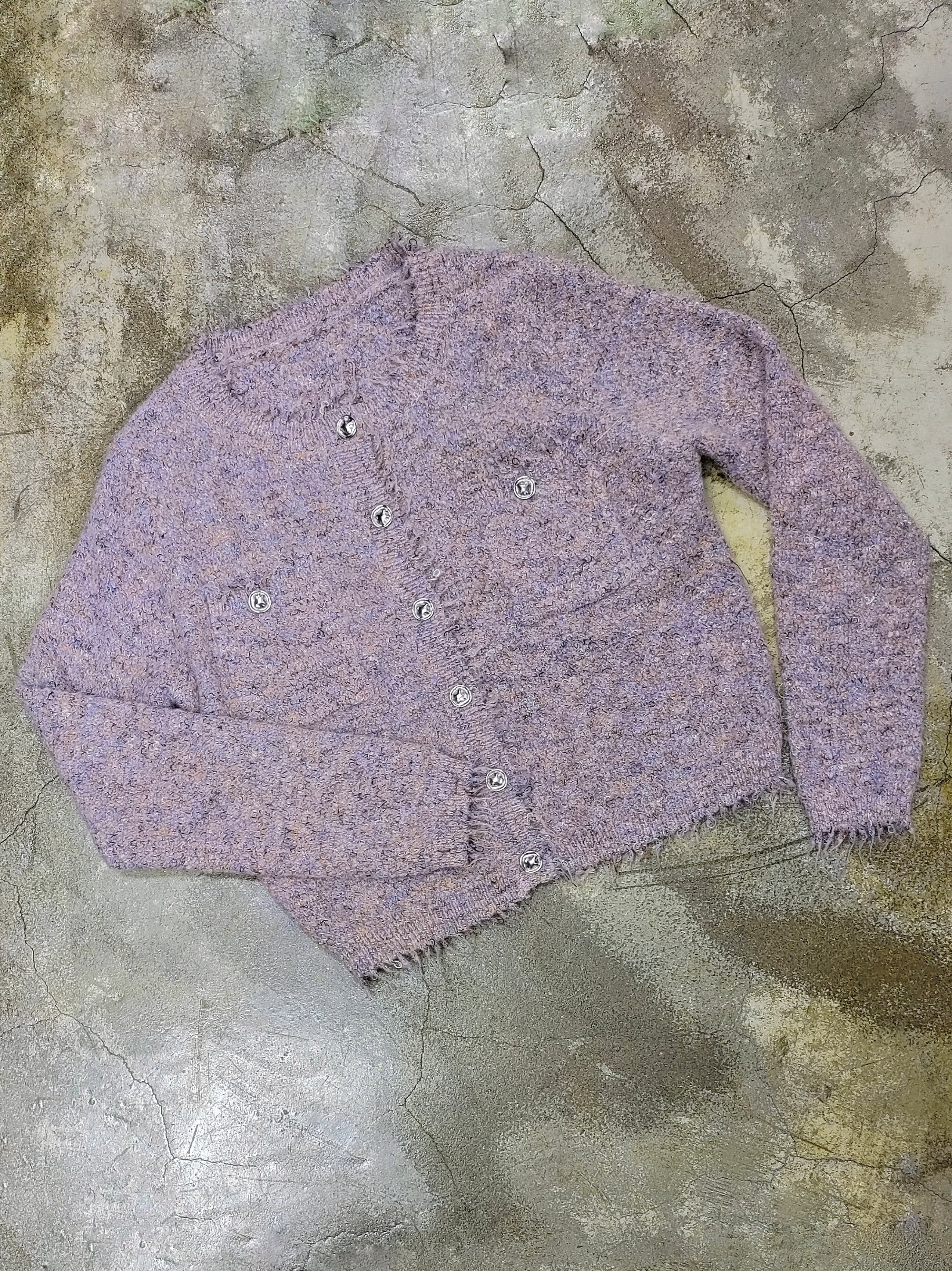 破爛邊雙袋混色冷cardigan (現貨款式）