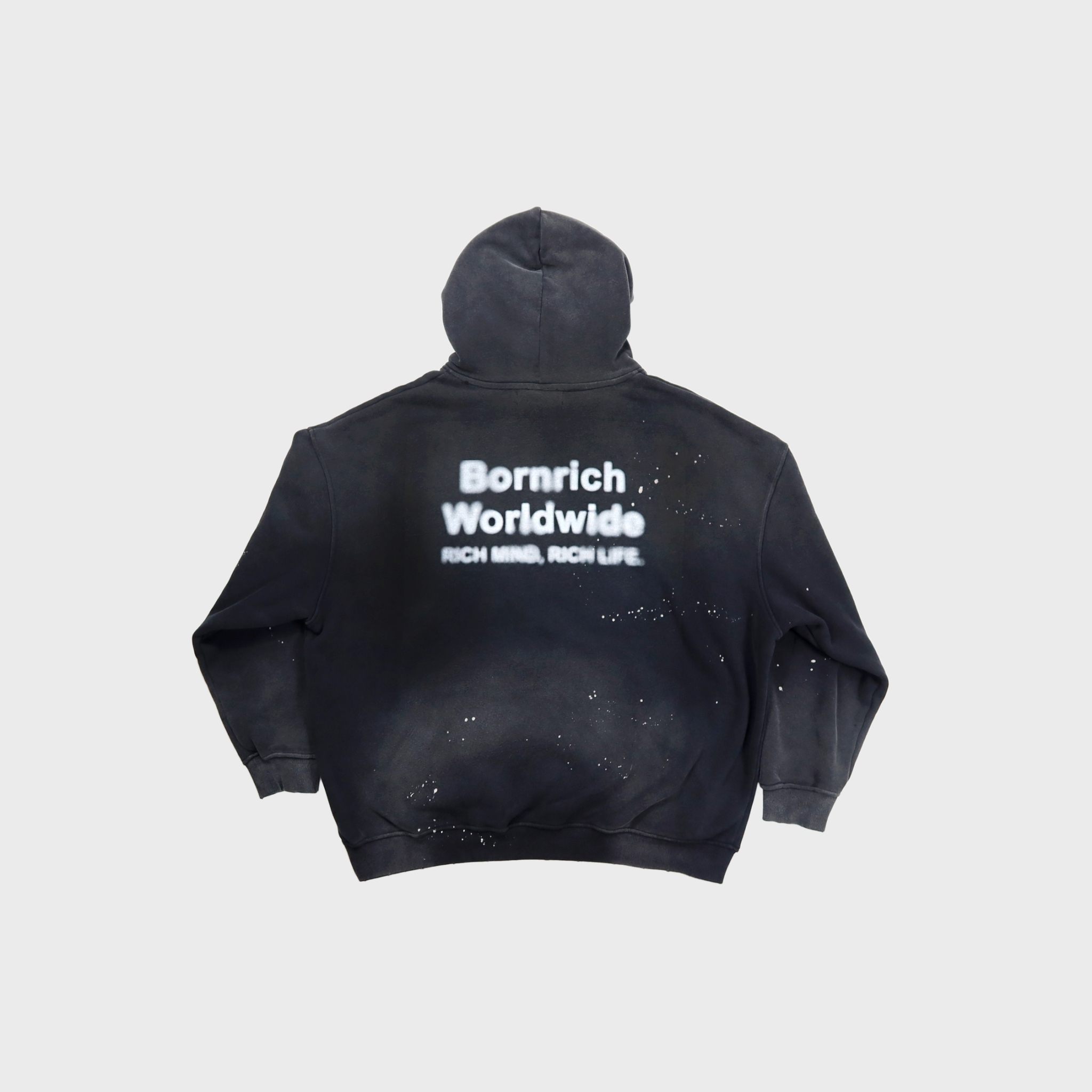 Bornrich｜Blur Classic Logo Hoodie (Washed Black)
