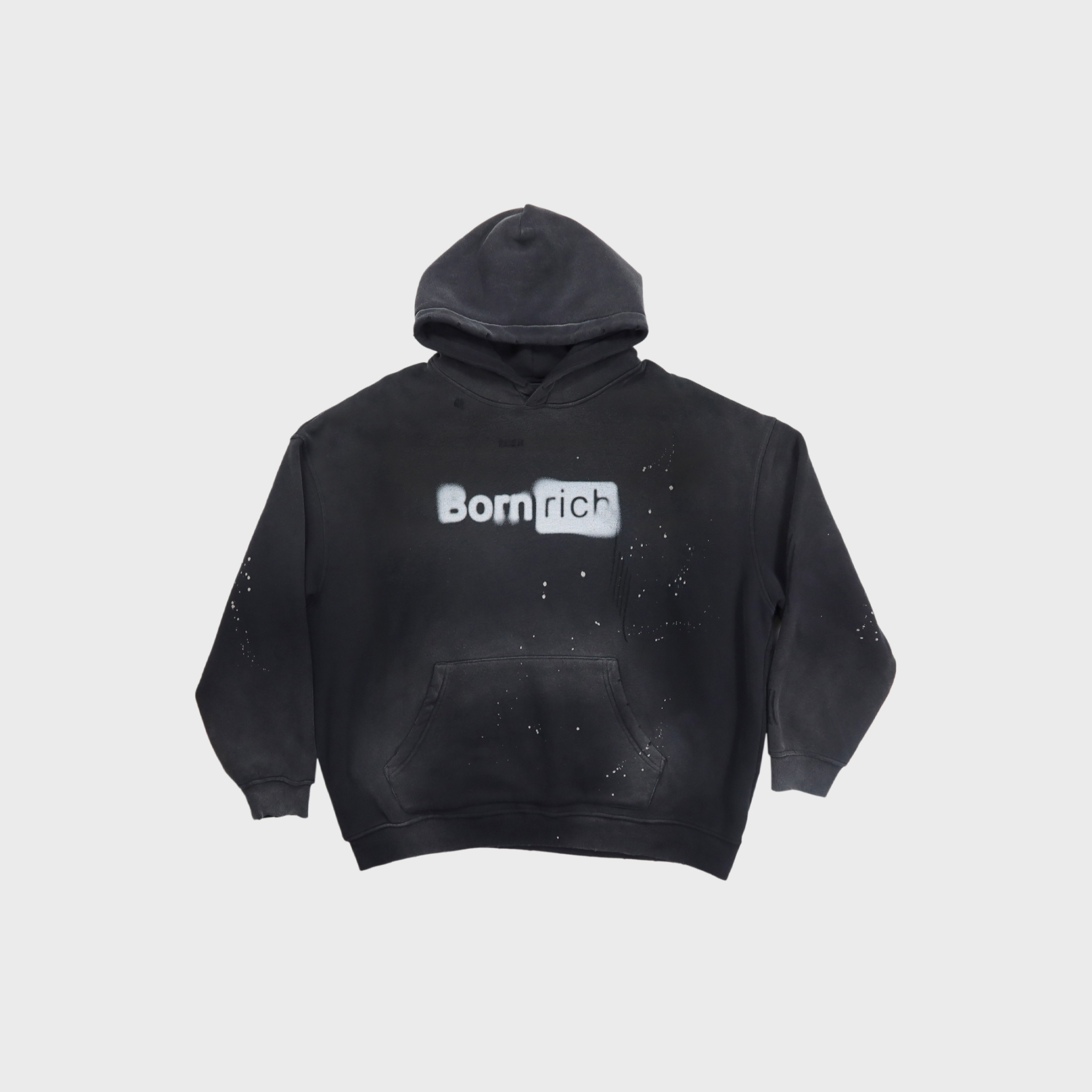 Bornrich｜Blur Classic Logo Hoodie (Washed Black)