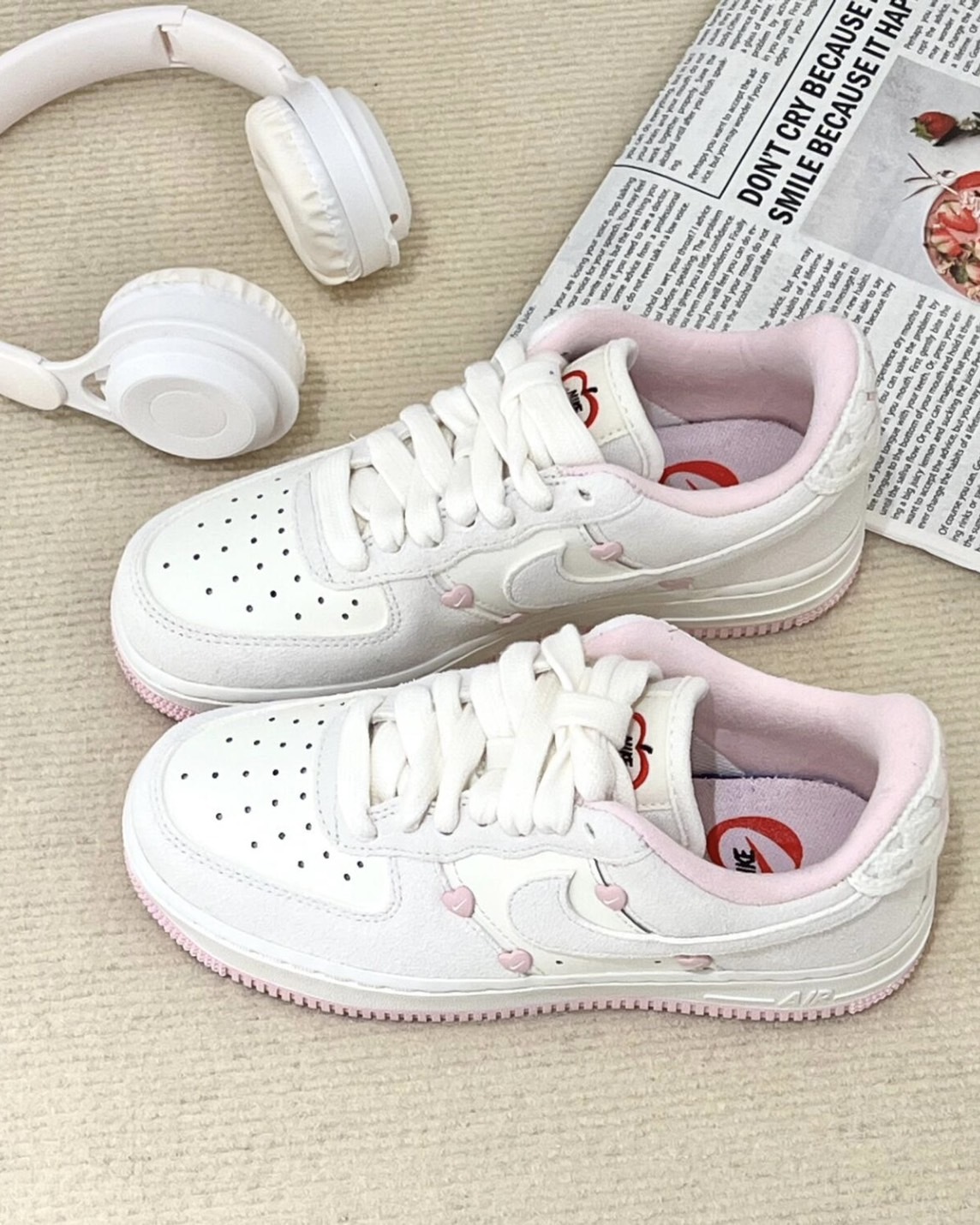 Nike Air Force 1'07 LX AF1 2025年 情人節限定 奶油色 櫻花粉 粉紫 麂皮 愛心 蘋果 女鞋