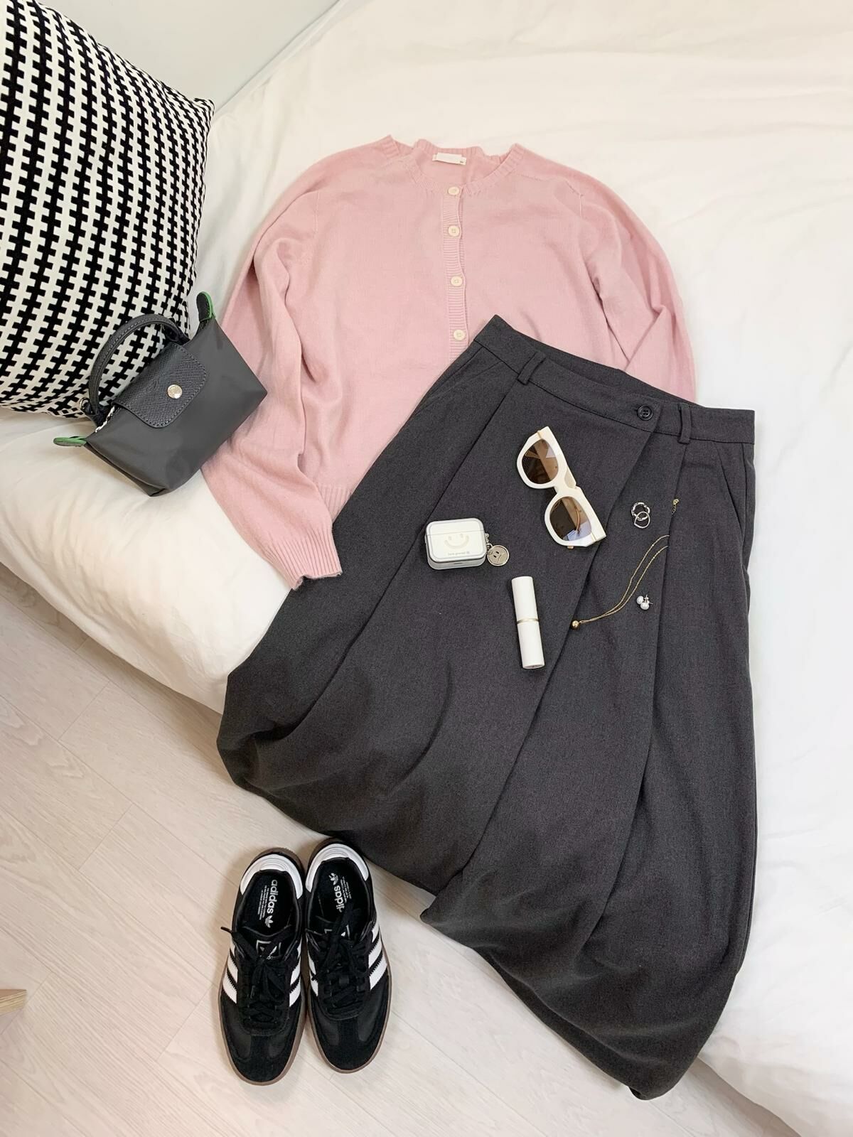 高質!! 垂感皺摺西裝闊褲(灰色)