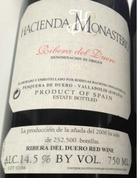 Bodegas Hacienda Monasterio 2006 (RP93)