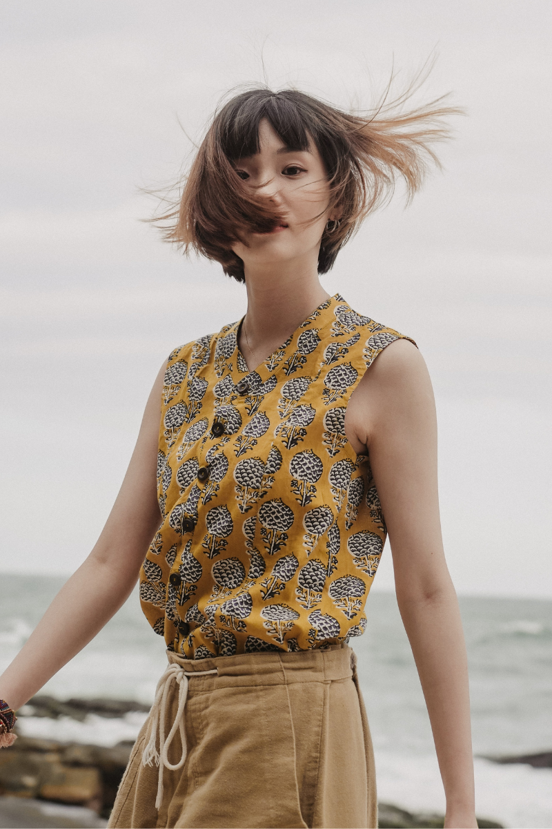 印度蓋染工藝親膚純棉 背心 - 蒲公英