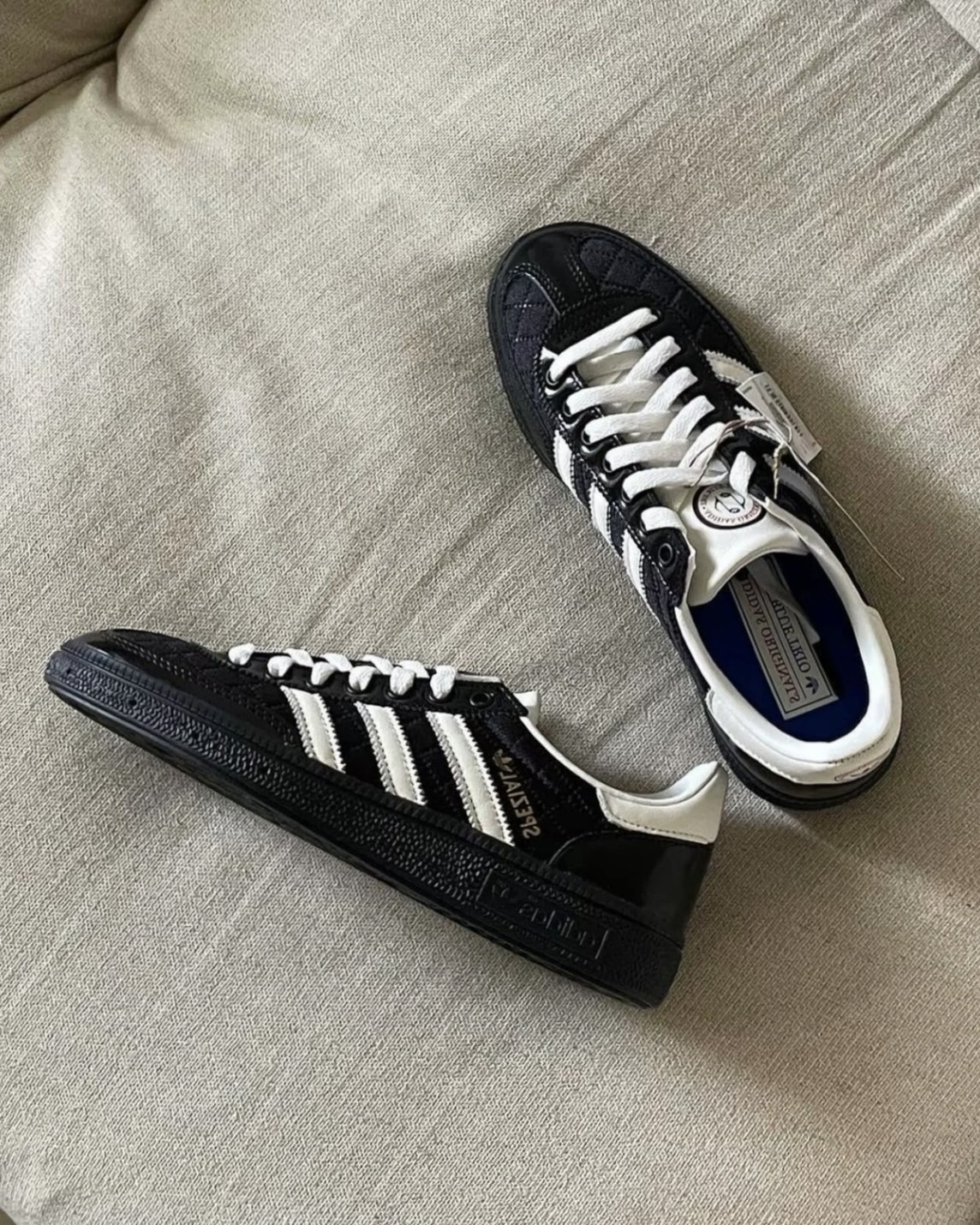 Adidas Handball Spezial "Black White" 菱格紋 漆皮 黑白 JP5669