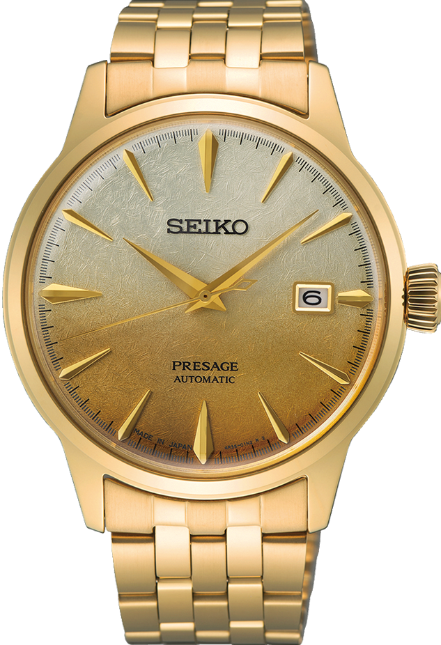 萬年鐘錶 - SEIKO Presage   東京銀座地區 Star Bar  奶油金色調酒系列經典機械錶 SRPK46J1 / 4R35-01T0Q  錶徑40.5MM