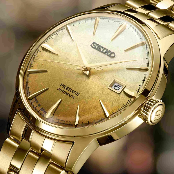 萬年鐘錶 - SEIKO Presage   東京銀座地區 Star Bar  奶油金色調酒系列經典機械錶 SRPK46J1 / 4R35-01T0Q  錶徑40.5MM