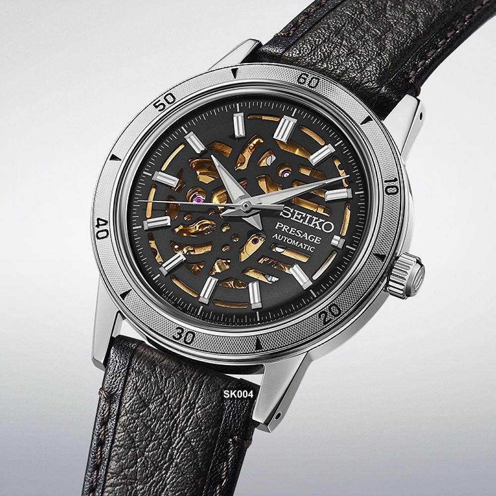 萬年鐘錶 - SEIKO Presage  復古系列 Style 60's  重機的引擎設計靈感機械皮革款男錶  SSA461J1  / 4R72-00C0J 錶徑39.5MM