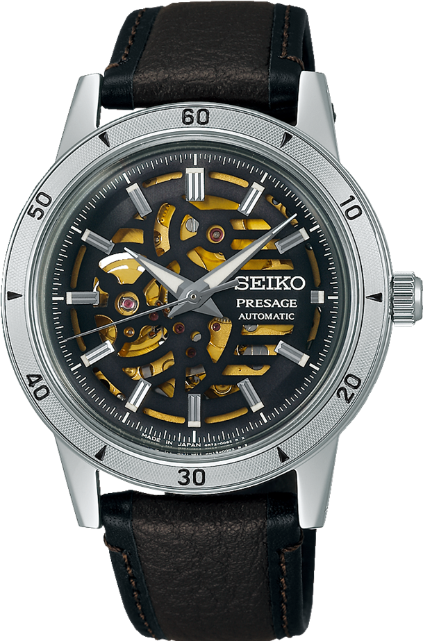 萬年鐘錶 - SEIKO Presage  復古系列 Style 60's  重機的引擎設計靈感機械皮革款男錶  SSA461J1  / 4R72-00C0J 錶徑39.5MM