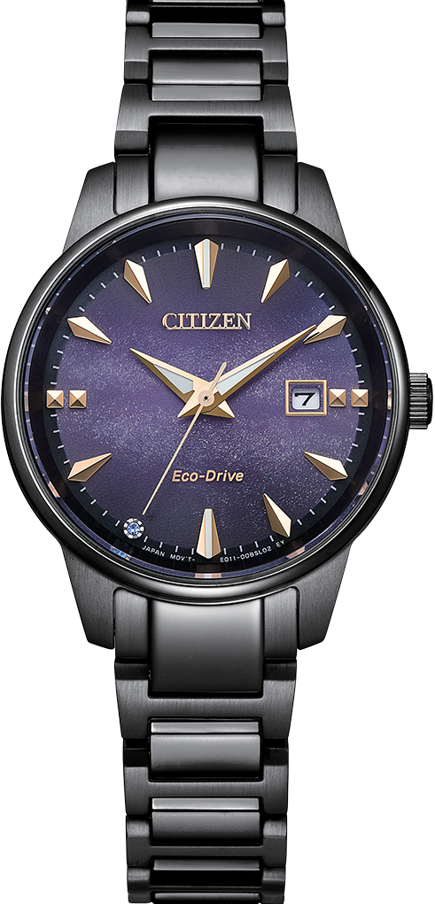 萬年鐘錶 - Citizen 星辰   全黑款紫夜星河光動能女錶 EW2595-81X  錶徑29.2MM