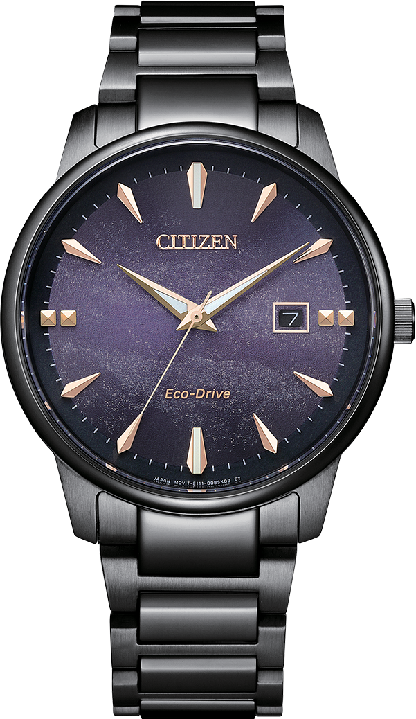 萬年鐘錶 - Citizen 星辰錶  光動能系列  全黑款紫夜星河光動能不鏽鋼男錶 BM7595-89X 錶徑39.2MM