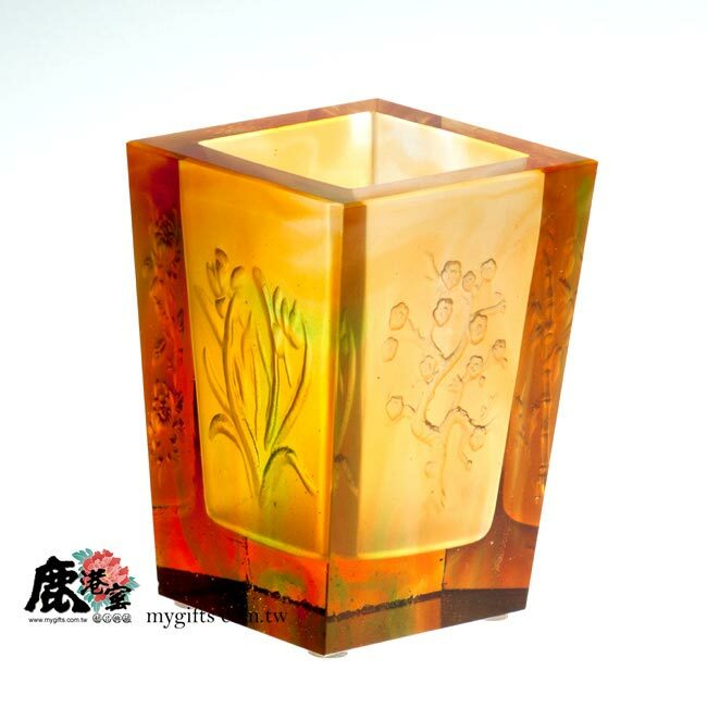 鹿港窯 居家開運琉璃珍藏【梅蘭竹菊四君子-花器&筆筒】