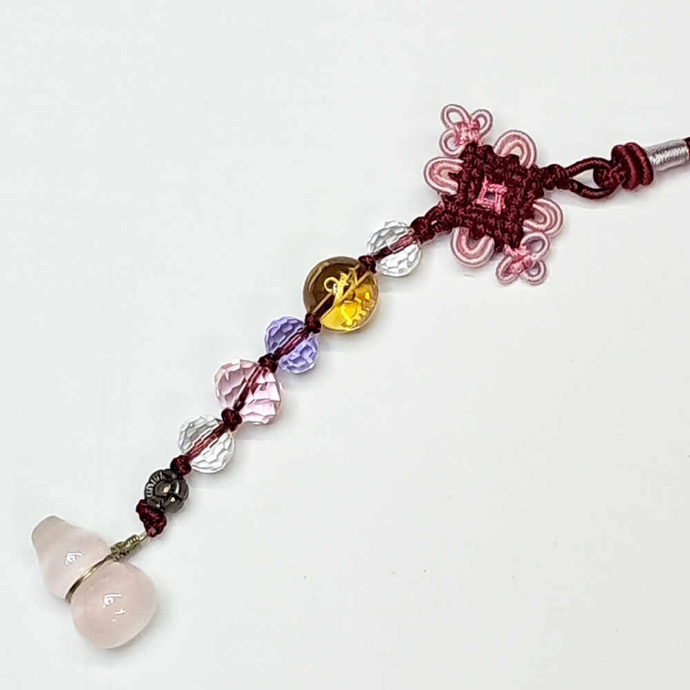 六字真言{黃晶}&粉晶葫蘆掛飾【十方】127068