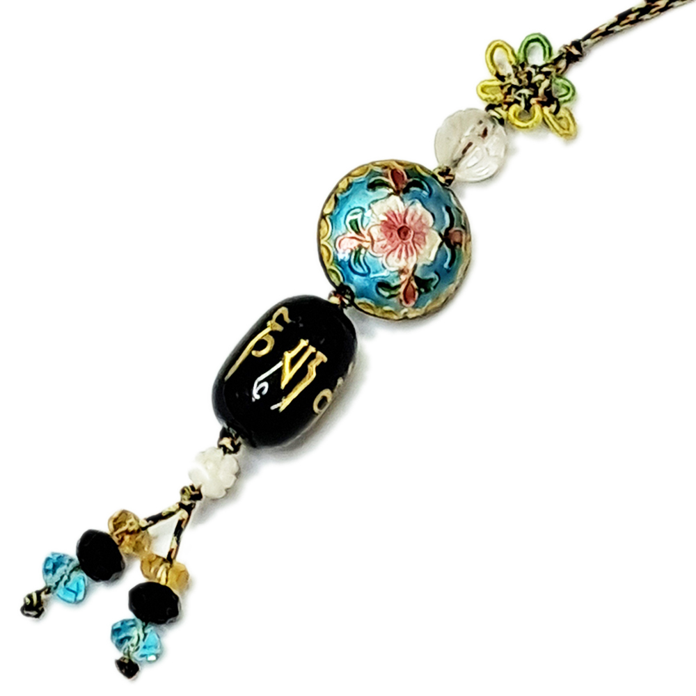轉經輪{黑玉髓}&琺瑯花掛飾【十方】134155