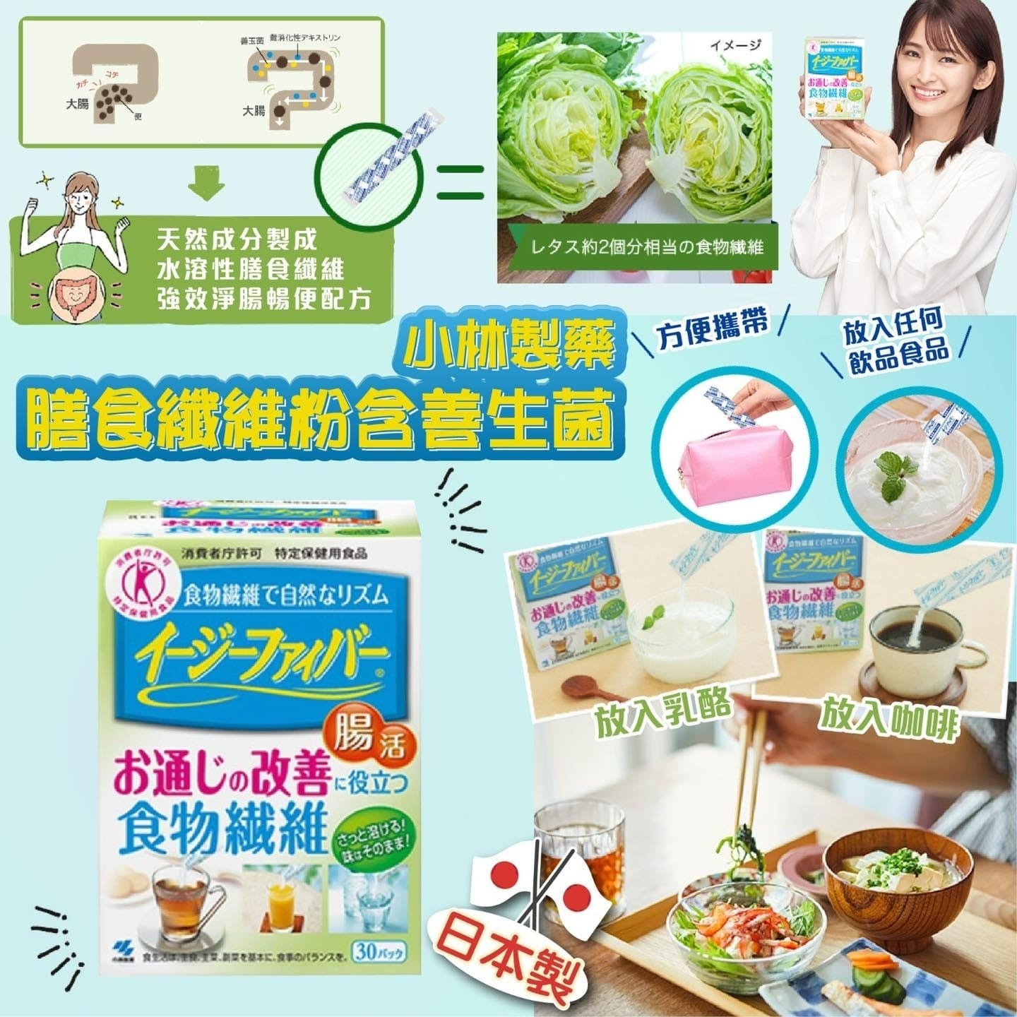 日本製小林製藥膳食纖維粉含善生菌