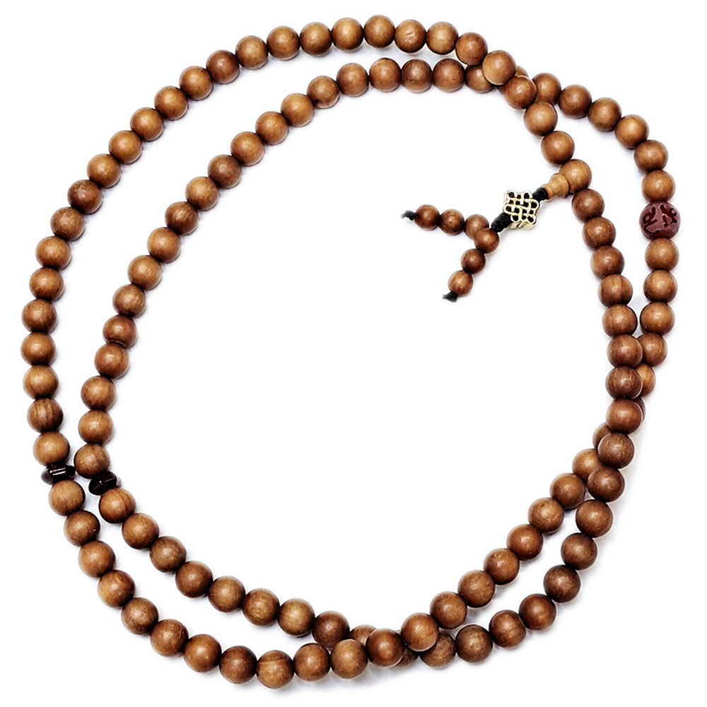 六字真言{紅玉髓}&吉祥結&檀香108念珠8mm 【十方】154250