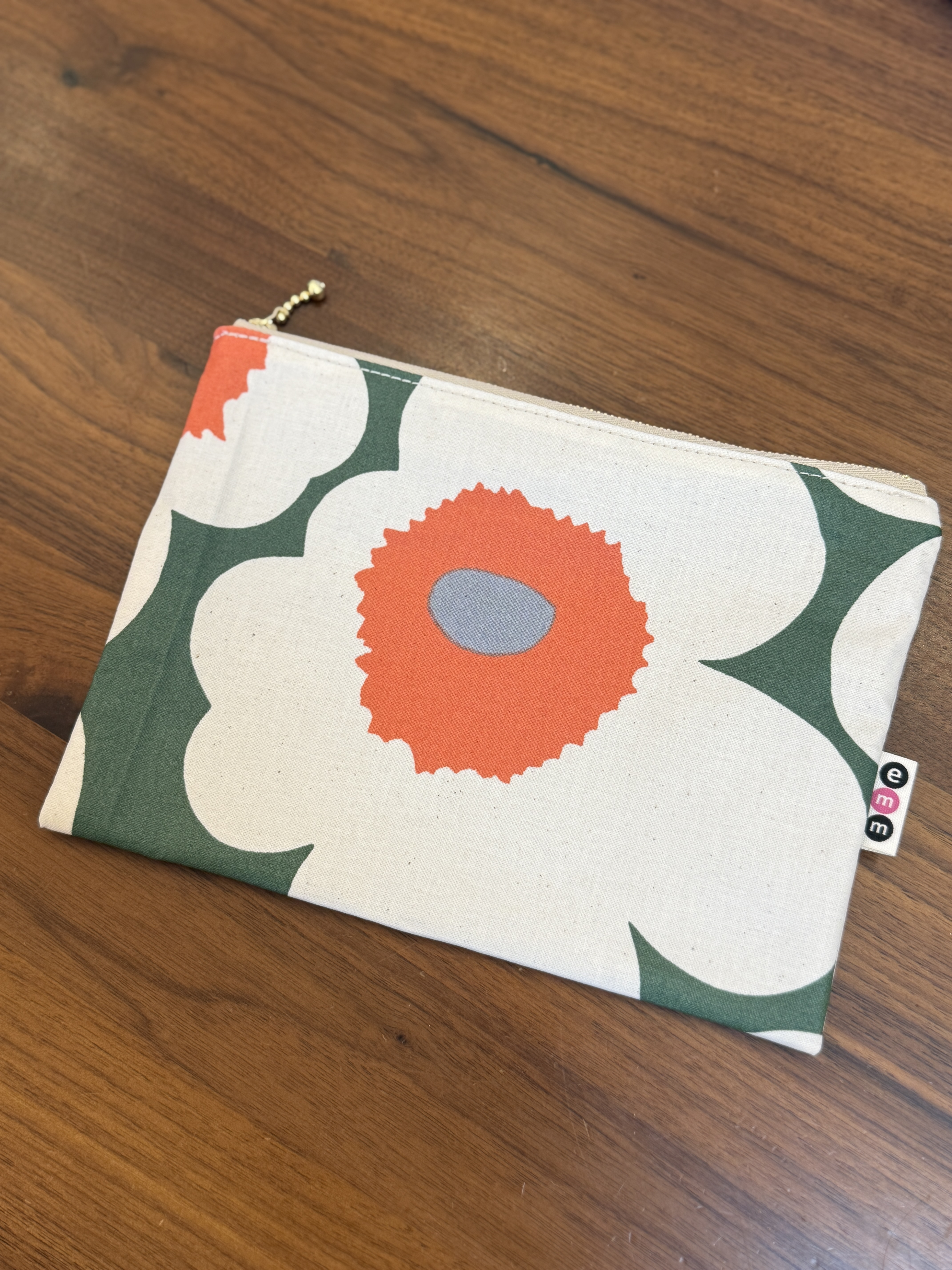 拉鍊小物袋 | Marimekko waterproof fabric | green x orange