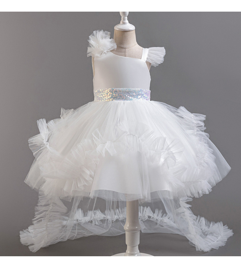 現貨 紫色100cm 周歲禮服 可拆式拖尾亮片腰帶小禮服 4色 80-130cm #W011