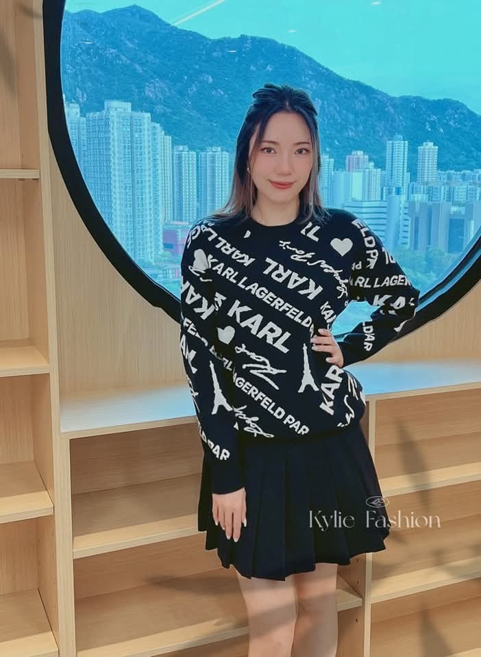 Karl 老佛爺 巴黎鐵塔拼字母 針織 女款